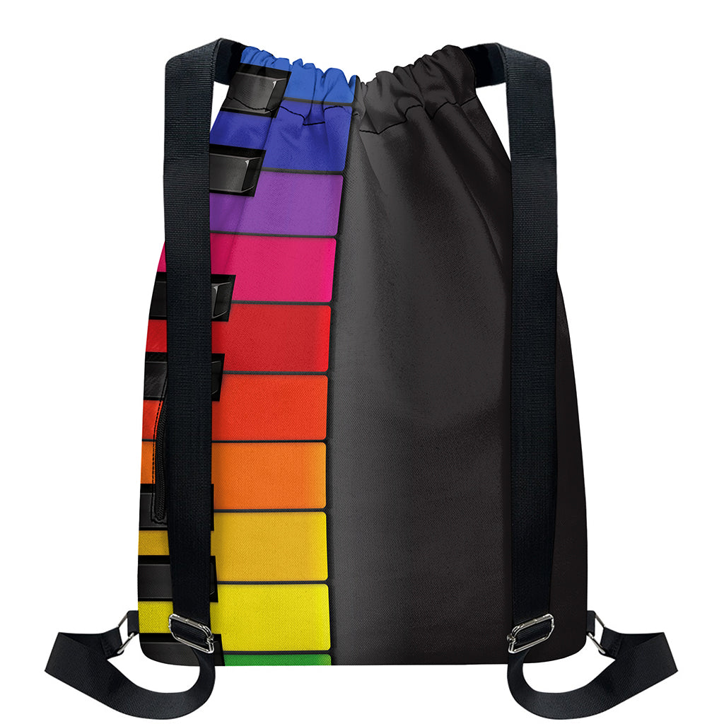 Colorful Piano Keyboard Print Drawstring Backpack