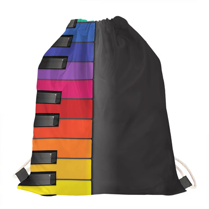 Colorful Piano Keyboard Print Drawstring Bag