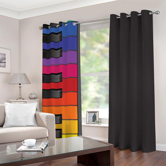 Colorful Piano Keyboard Print Extra Wide Grommet Curtains