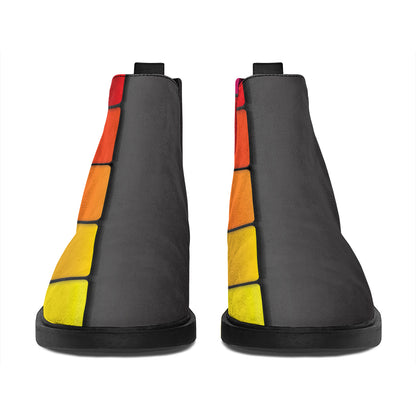 Colorful Piano Keyboard Print Flat Ankle Boots