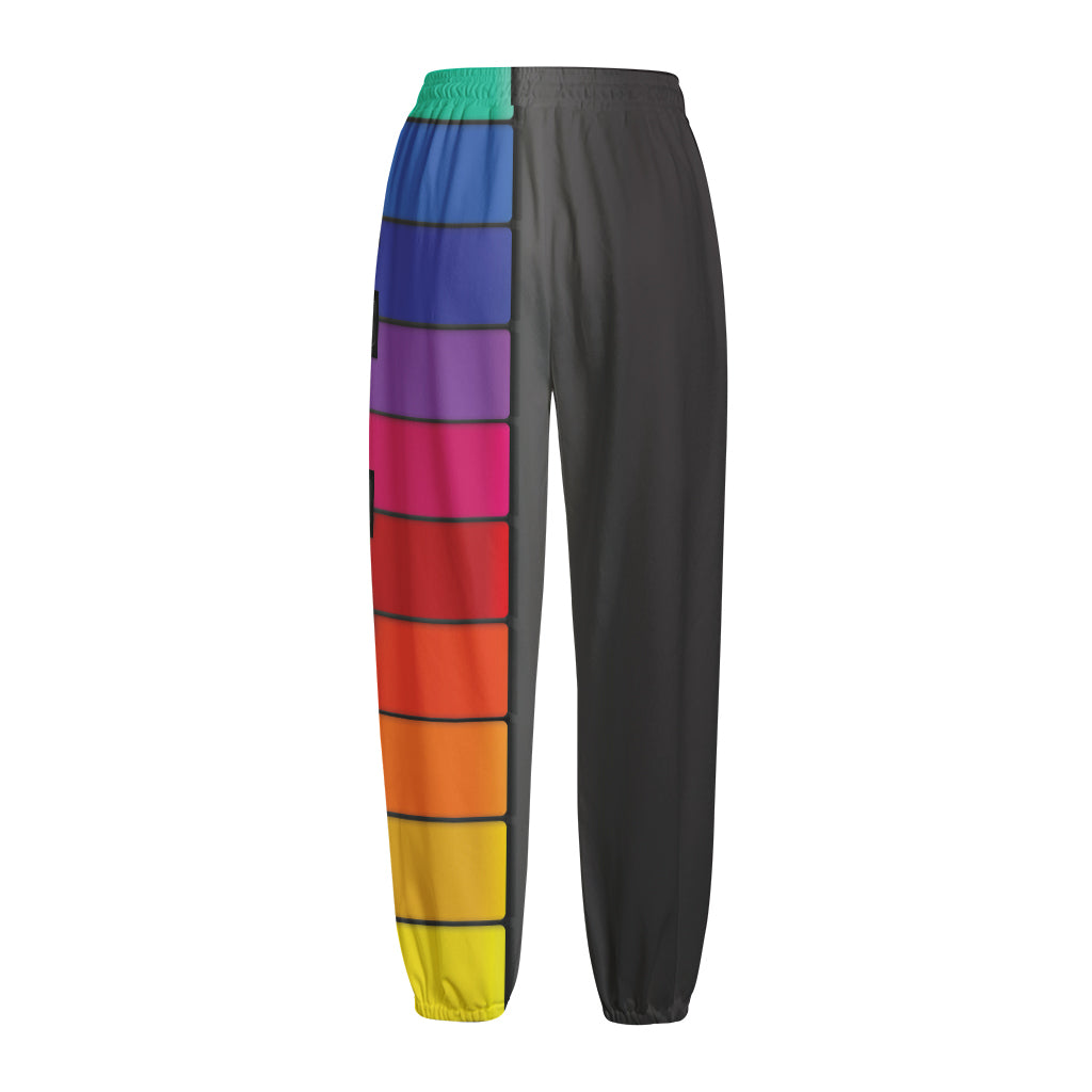 Colorful Piano Keyboard Print Fleece Lined Knit Pants