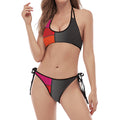 Colorful Piano Keyboard Print Halter Scoop Tie Side Bikini