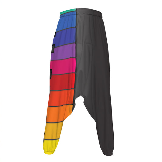 Colorful Piano Keyboard Print Hammer Pants