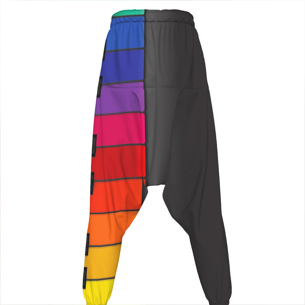 Colorful Piano Keyboard Print Hammer Pants