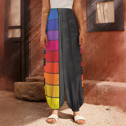 Colorful Piano Keyboard Print Harem Pants