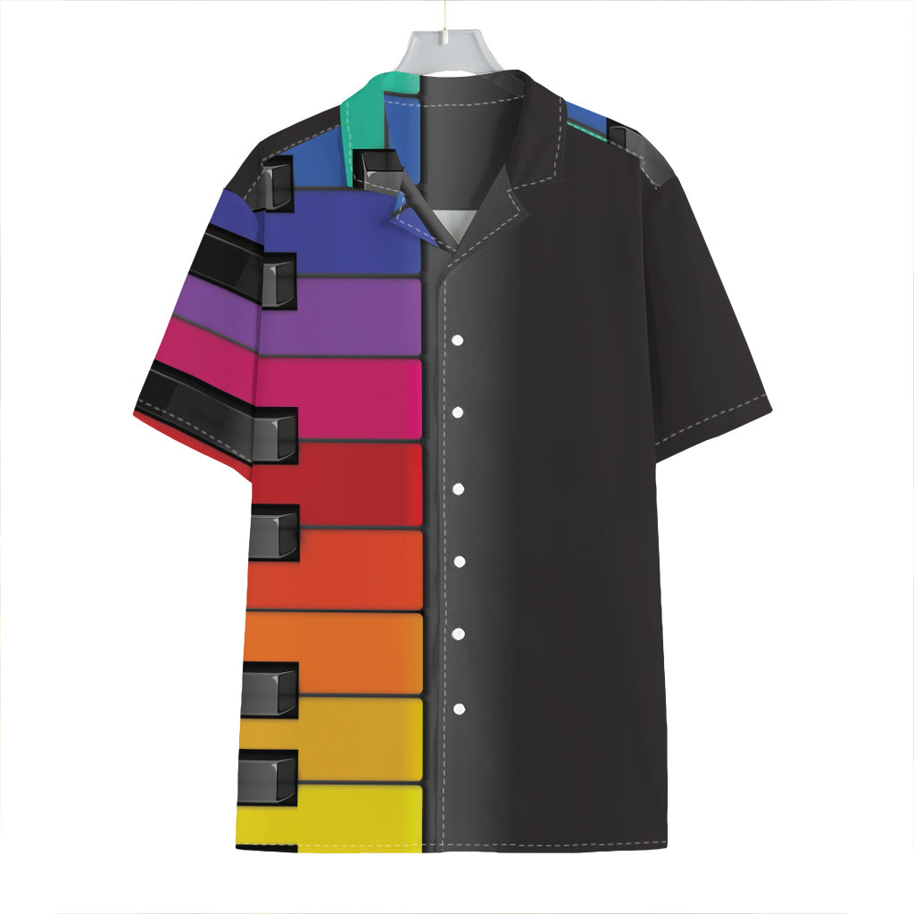 Colorful Piano Keyboard Print Hawaiian Shirt