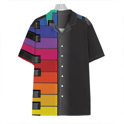 Colorful Piano Keyboard Print Hawaiian Shirt