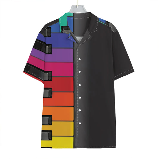 Colorful Piano Keyboard Print Hawaiian Shirt
