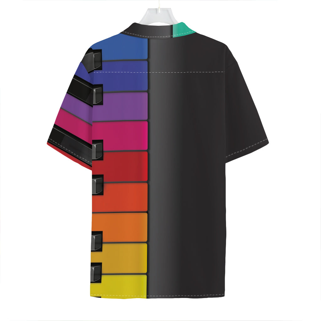 Colorful Piano Keyboard Print Hawaiian Shirt