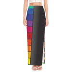Colorful Piano Keyboard Print High Slit Maxi Skirt