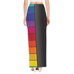 Colorful Piano Keyboard Print High Slit Maxi Skirt