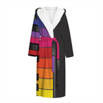 Colorful Piano Keyboard Print Hooded Bathrobe