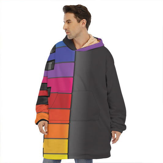 Colorful Piano Keyboard Print Hoodie Blanket
