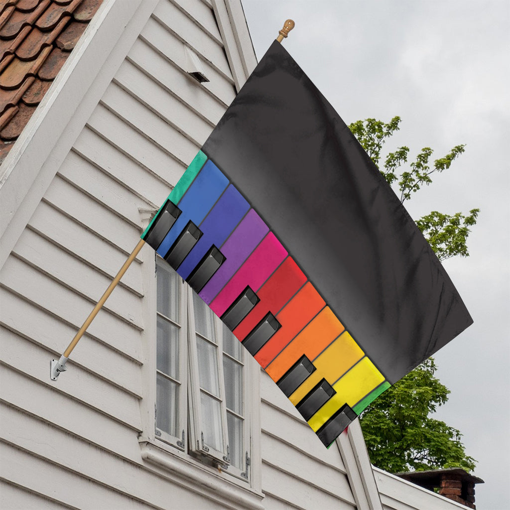 Colorful Piano Keyboard Print House Flag