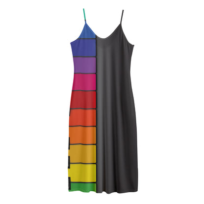 Colorful Piano Keyboard Print Jersey Midi Cami Dress