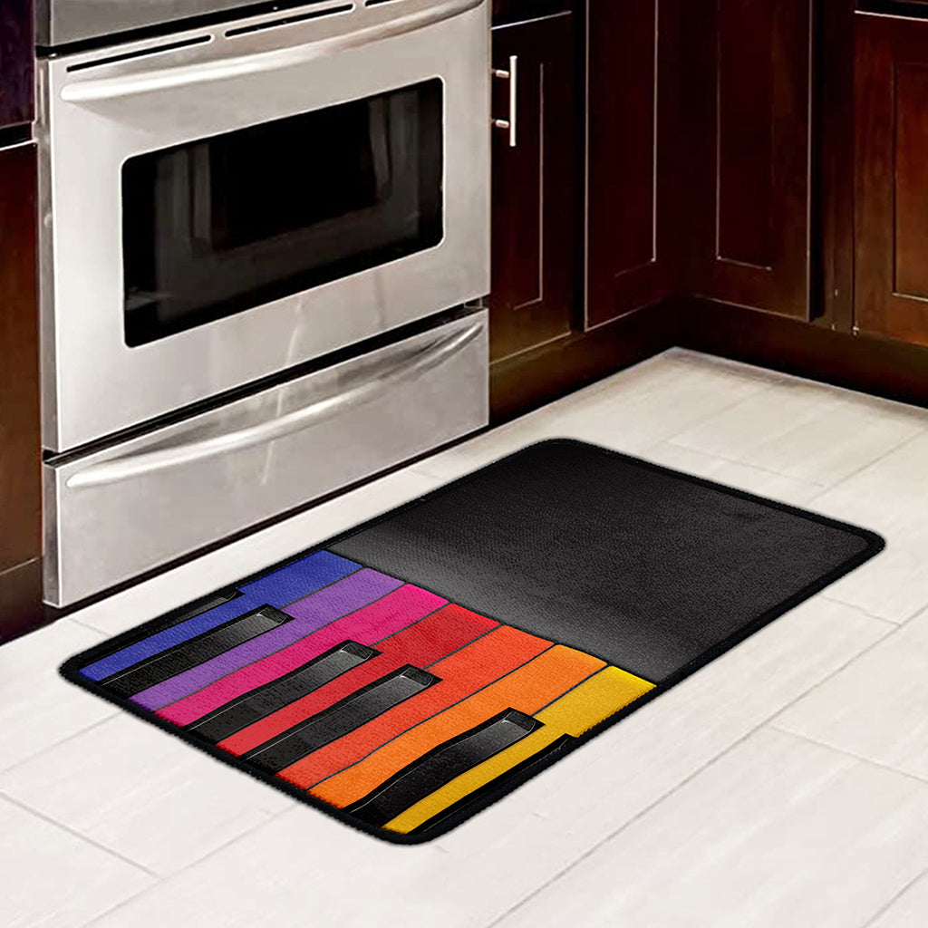 Colorful Piano Keyboard Print Kitchen Mat