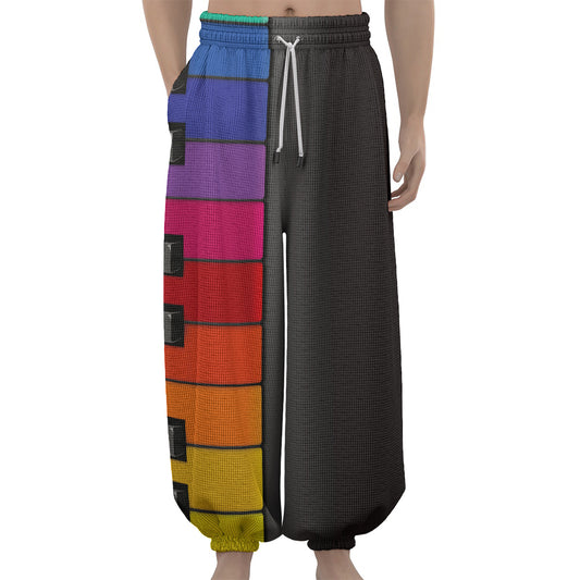 Colorful Piano Keyboard Print Lantern Pants
