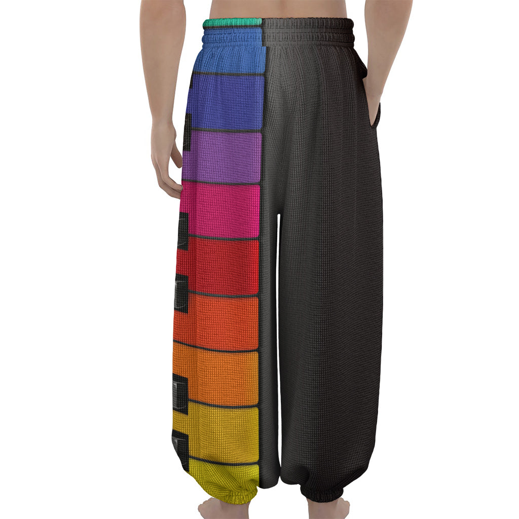 Colorful Piano Keyboard Print Lantern Pants