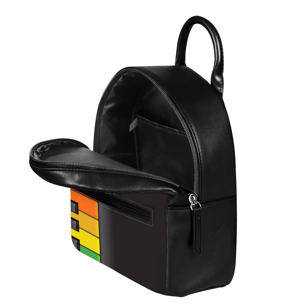Colorful Piano Keyboard Print Leather Backpack
