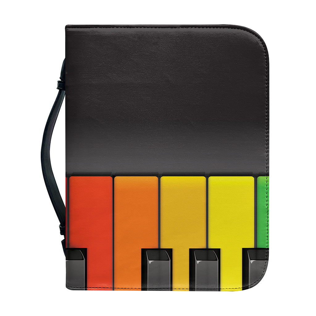 Colorful Piano Keyboard Print Leather Bible Cover