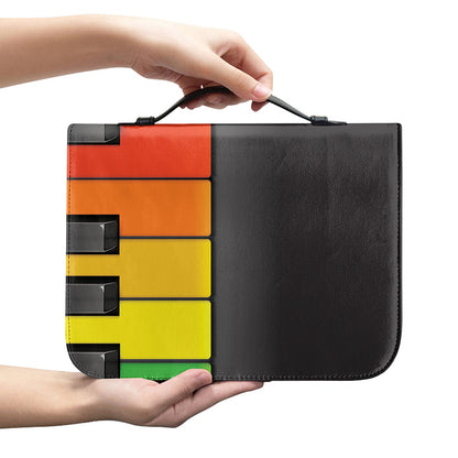 Colorful Piano Keyboard Print Leather Bible Cover