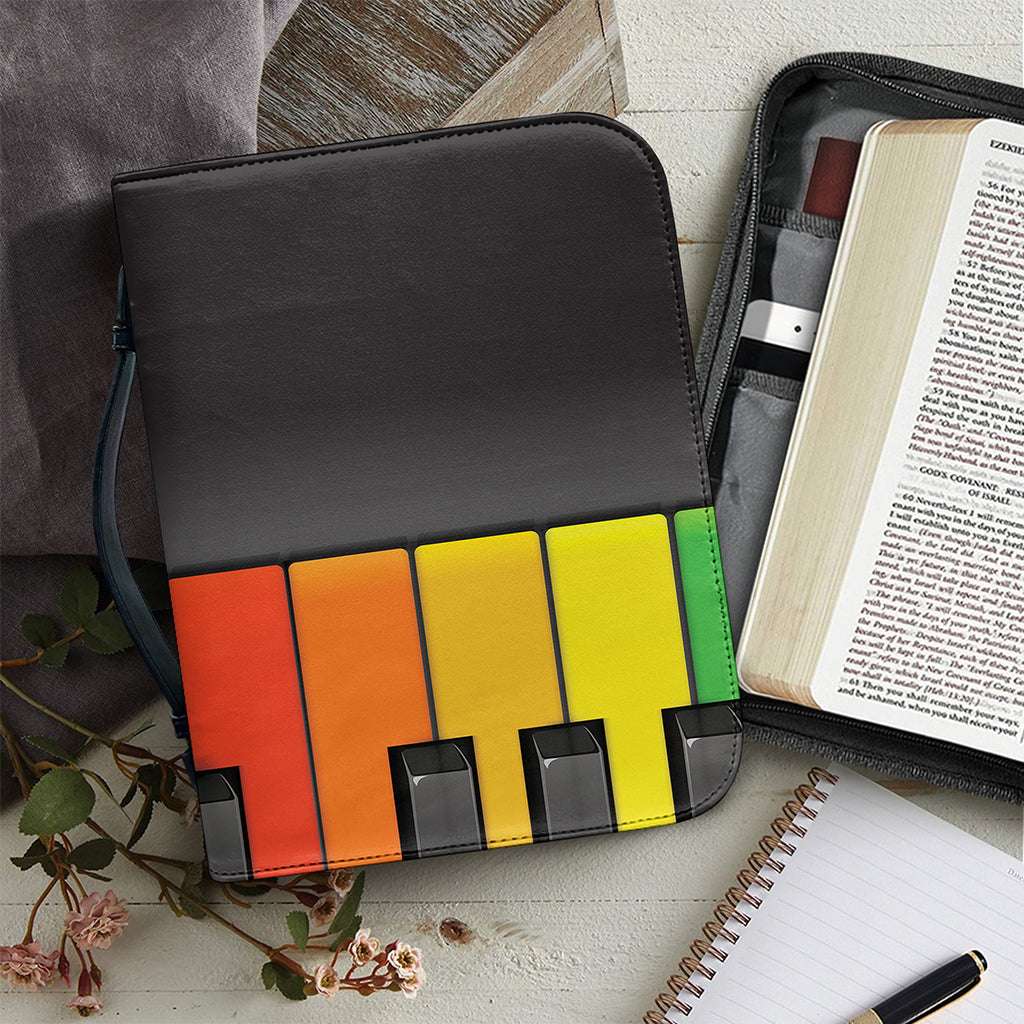 Colorful Piano Keyboard Print Leather Bible Cover