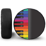 Colorful Piano Keyboard Print Leather Spare Tire Cover