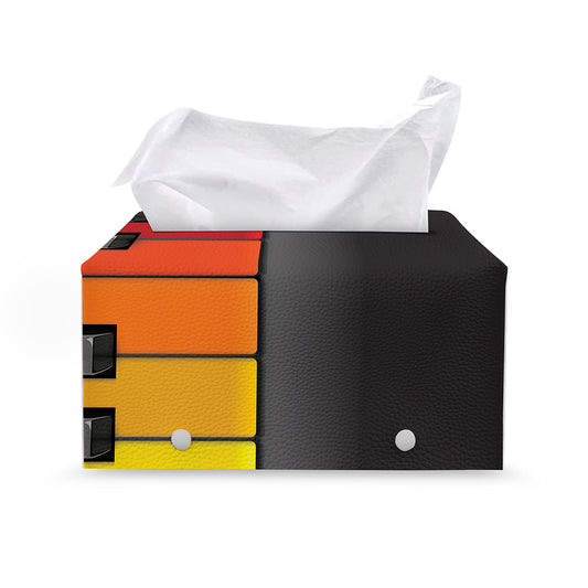 Colorful Piano Keyboard Print Leather Tissue Box Cover
