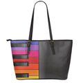 Colorful Piano Keyboard Print Leather Tote Bag With Zipper