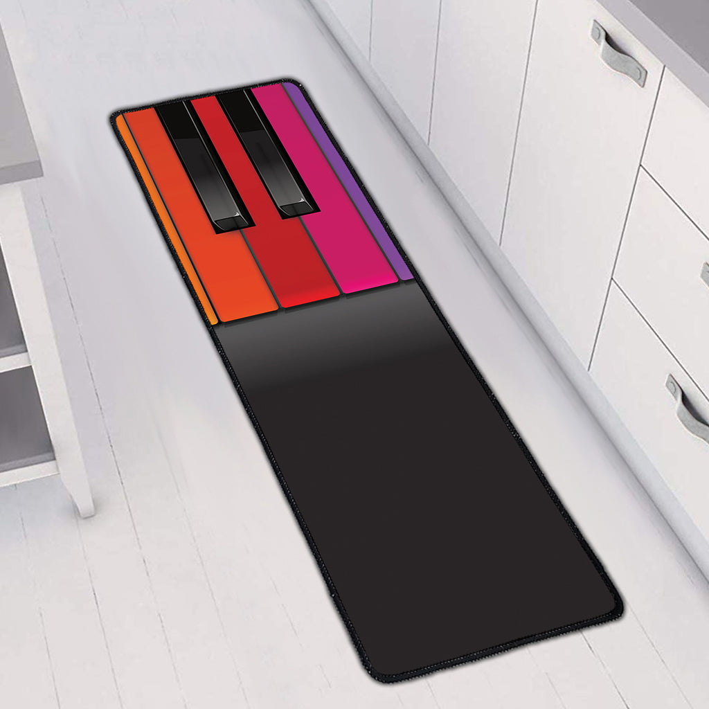 Colorful Piano Keyboard Print Long Kitchen Mat