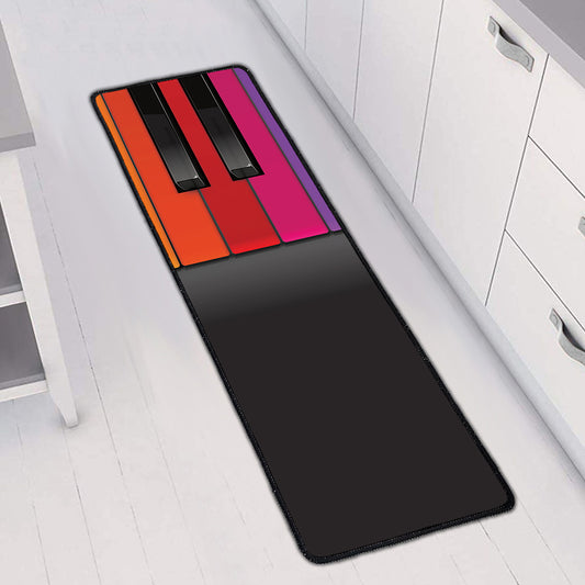Colorful Piano Keyboard Print Long Kitchen Mat