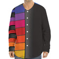 Colorful Piano Keyboard Print Long Sleeve Baseball Jersey