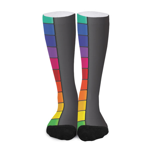 Colorful Piano Keyboard Print Long Socks