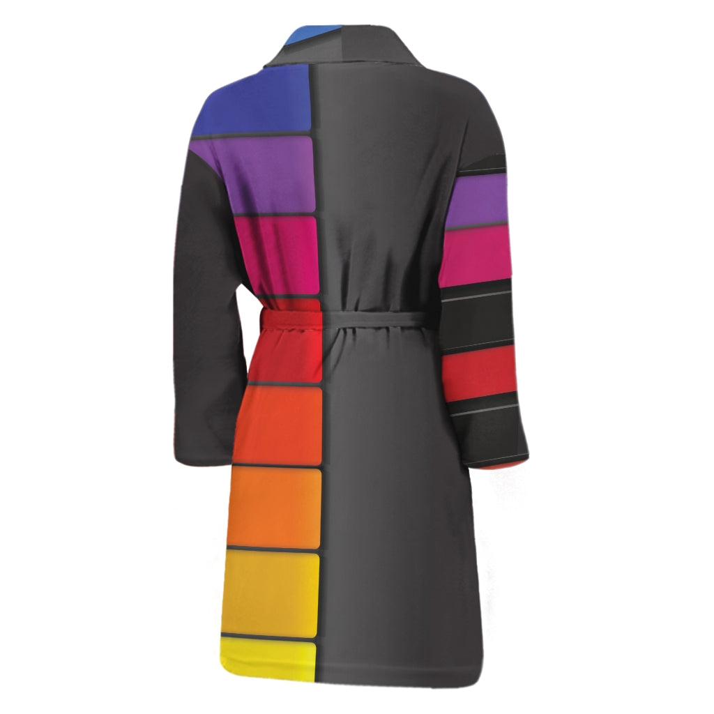Colorful Piano Keyboard Print Men's Bathrobe