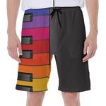 Colorful Piano Keyboard Print Men's Beach Shorts