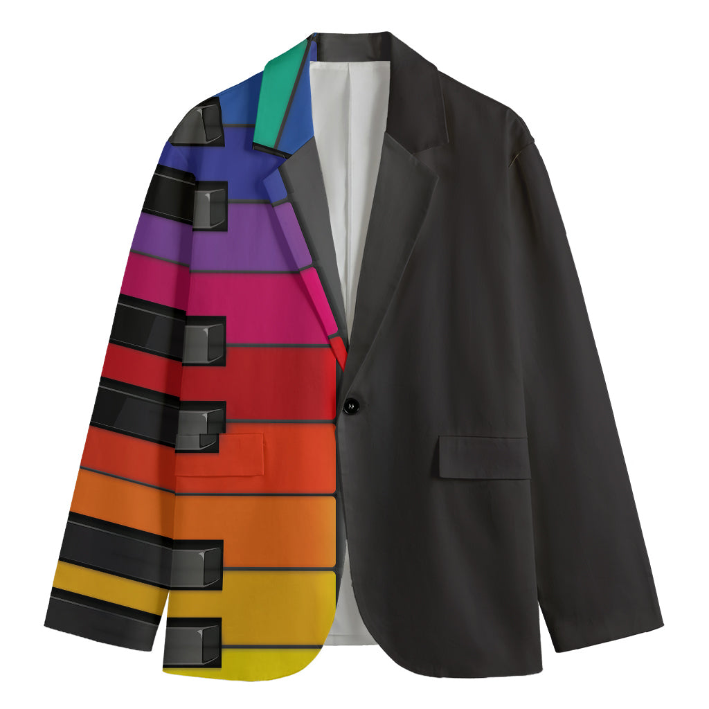 Colorful Piano Keyboard Print Men's Blazer