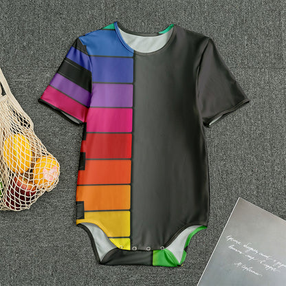 Colorful Piano Keyboard Print Men's Bodysuit