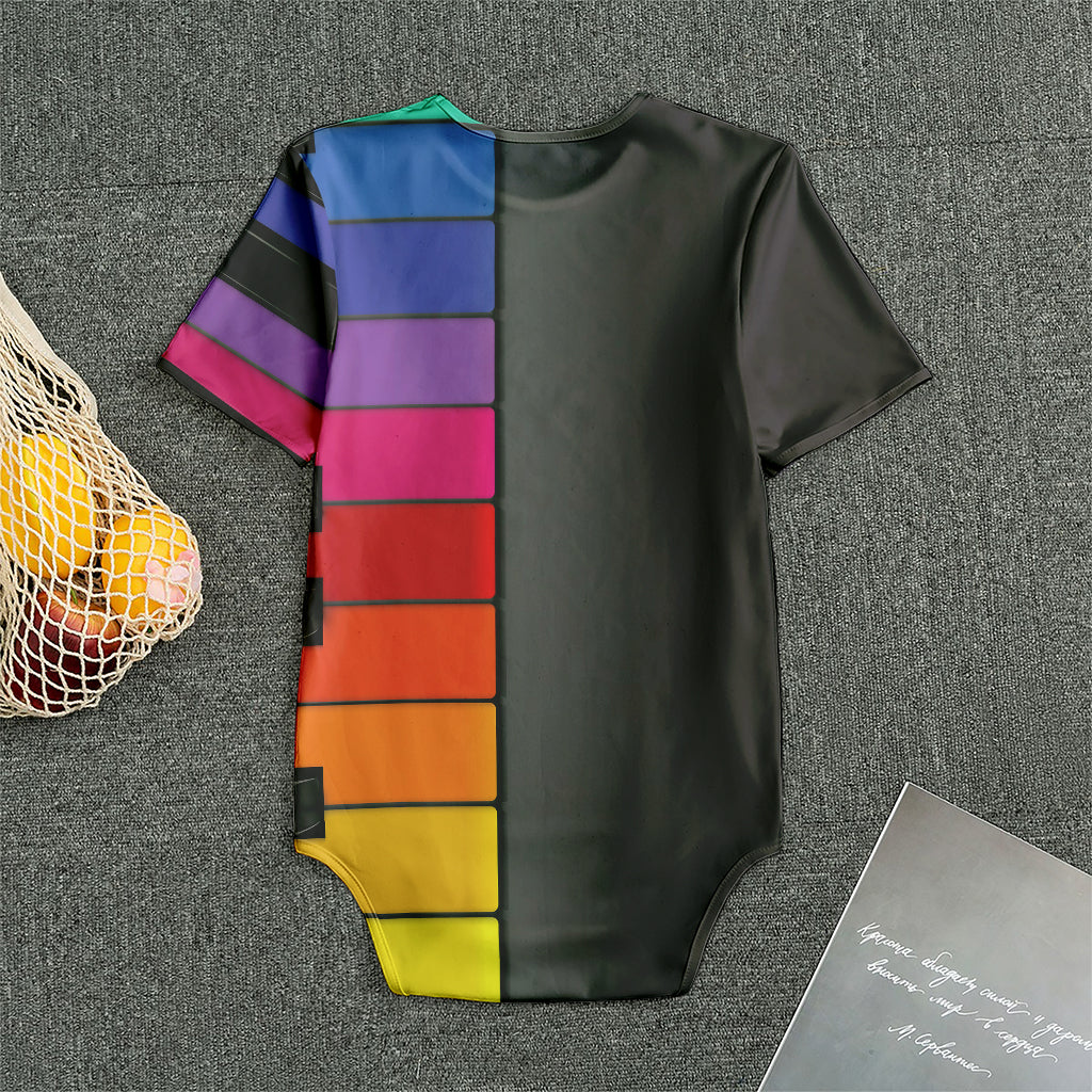 Colorful Piano Keyboard Print Men's Bodysuit