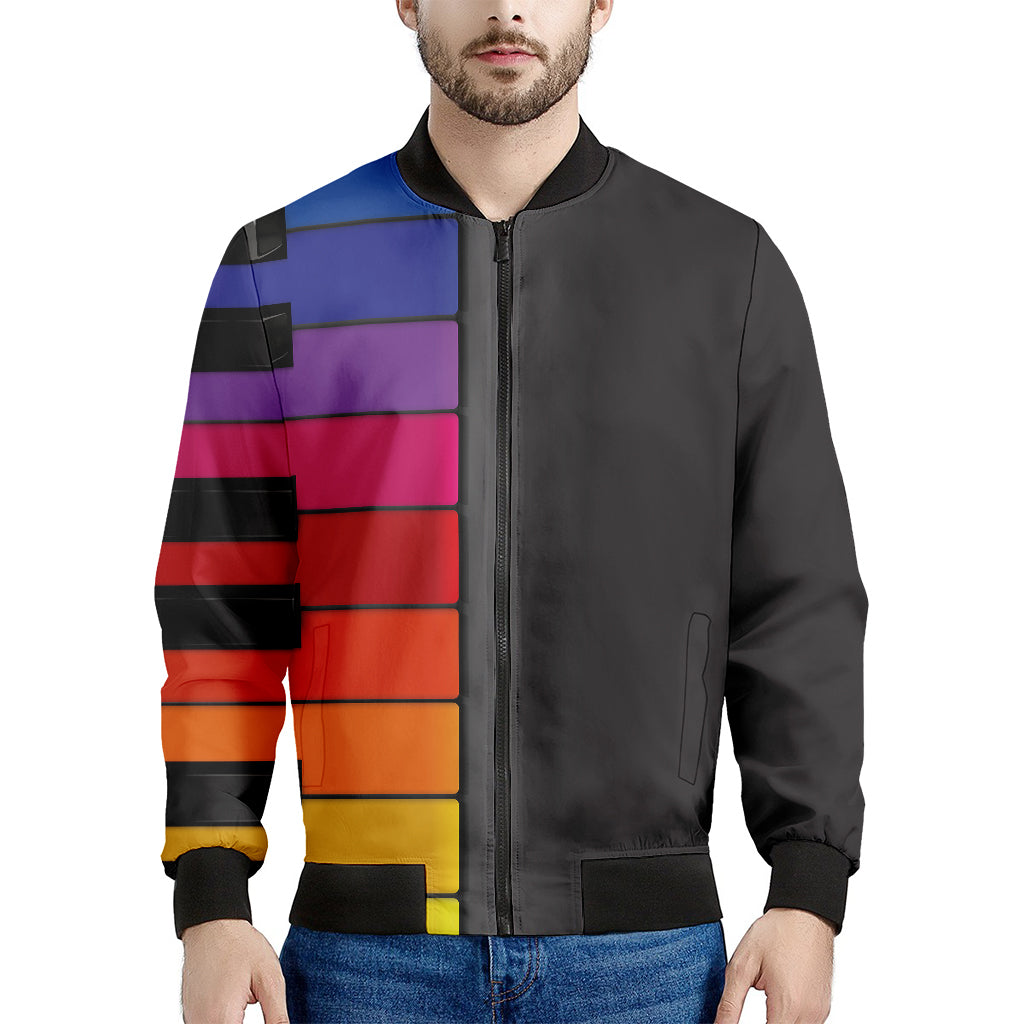 Colorful Piano Keyboard Print Men's Bomber Jacket