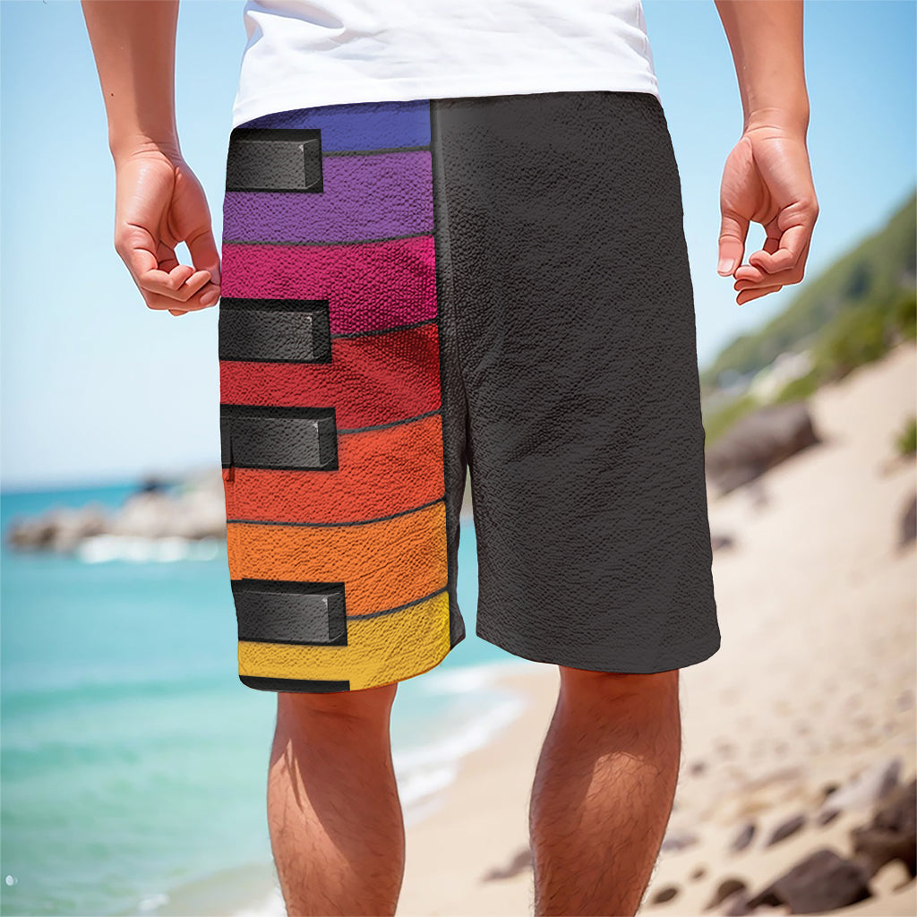 Colorful Piano Keyboard Print Men's Cargo Shorts