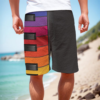 Colorful Piano Keyboard Print Men's Cargo Shorts