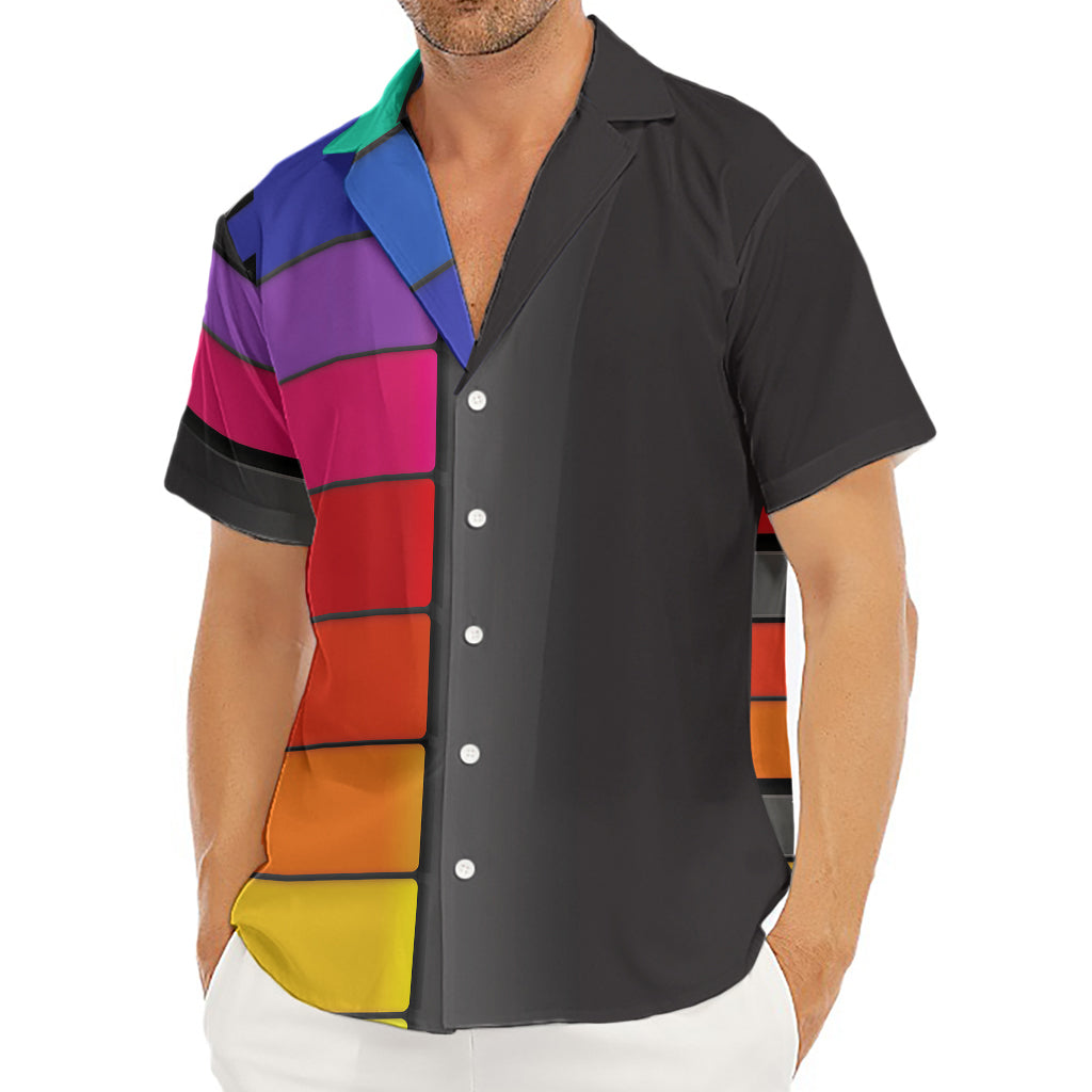 Colorful Piano Keyboard Print Men's Deep V-Neck Shirt