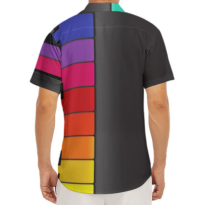 Colorful Piano Keyboard Print Men's Deep V-Neck Shirt