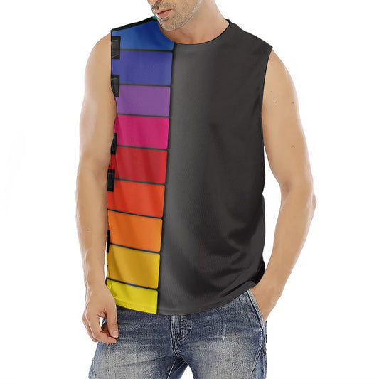 Colorful Piano Keyboard Print Men's Fitness Tank Top