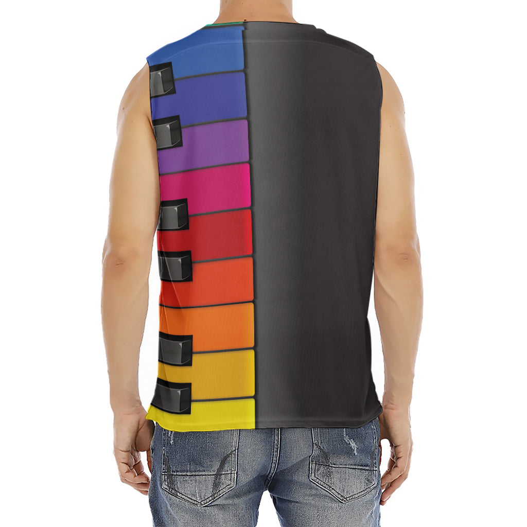 Colorful Piano Keyboard Print Men's Fitness Tank Top