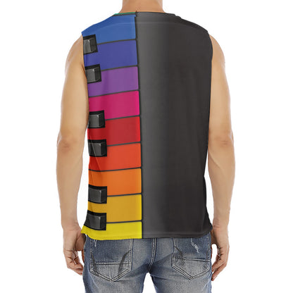 Colorful Piano Keyboard Print Men's Fitness Tank Top