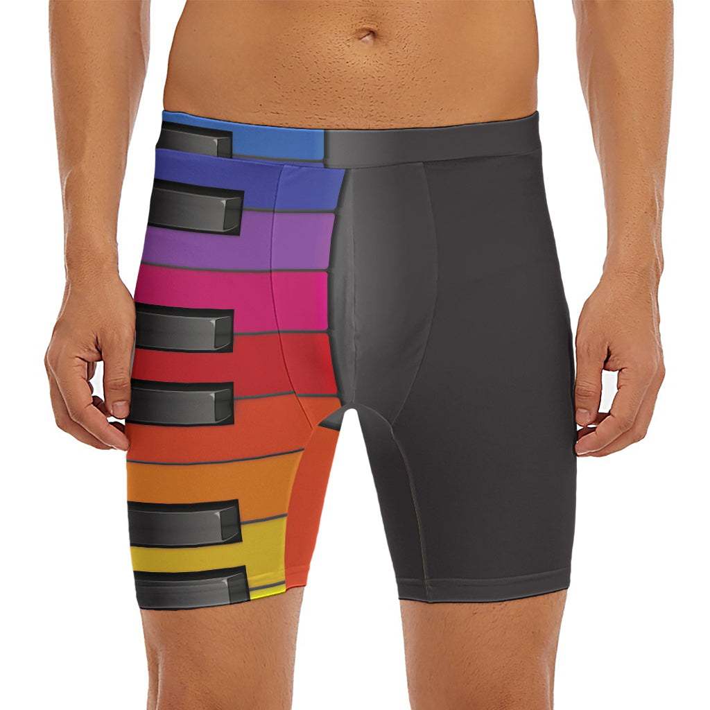 Colorful Piano Keyboard Print Men's Long Boxer Briefs