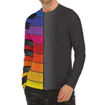 Colorful Piano Keyboard Print Men's Long Sleeve Rash Guard