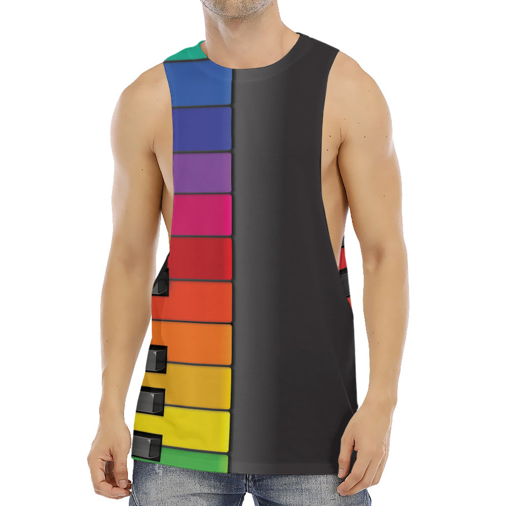 Colorful Piano Keyboard Print Men's Muscle Tank Top