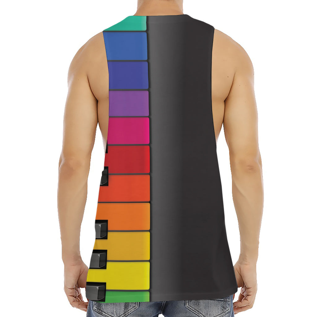 Colorful Piano Keyboard Print Men's Muscle Tank Top